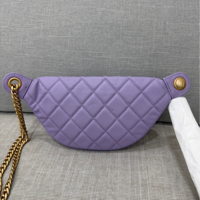 Chanel 香奈兒香芋紫愛心調節胸口包 腰包-5