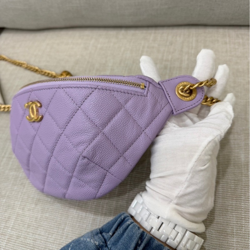 Chanel 香奈兒香芋紫愛心調節胸口包 腰包-6