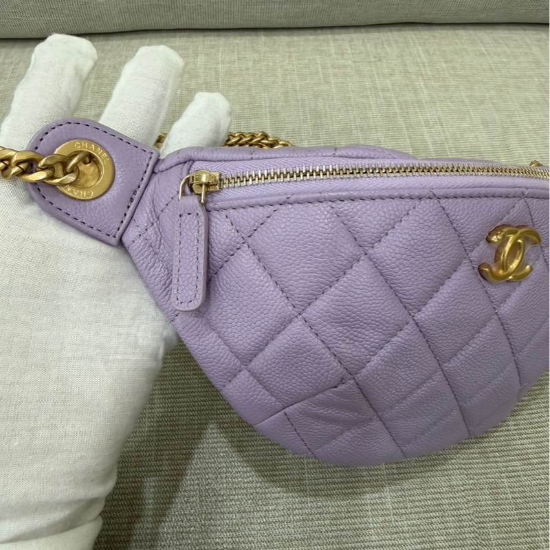 Chanel 香奈兒香芋紫愛心調節胸口包 腰包-7