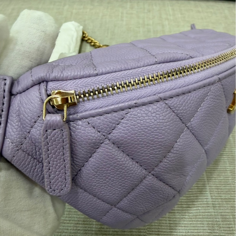 Chanel 香奈兒香芋紫愛心調節胸口包 腰包-16