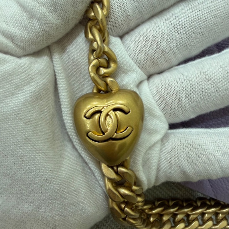 Chanel 香奈兒香芋紫愛心調節胸口包 腰包-21