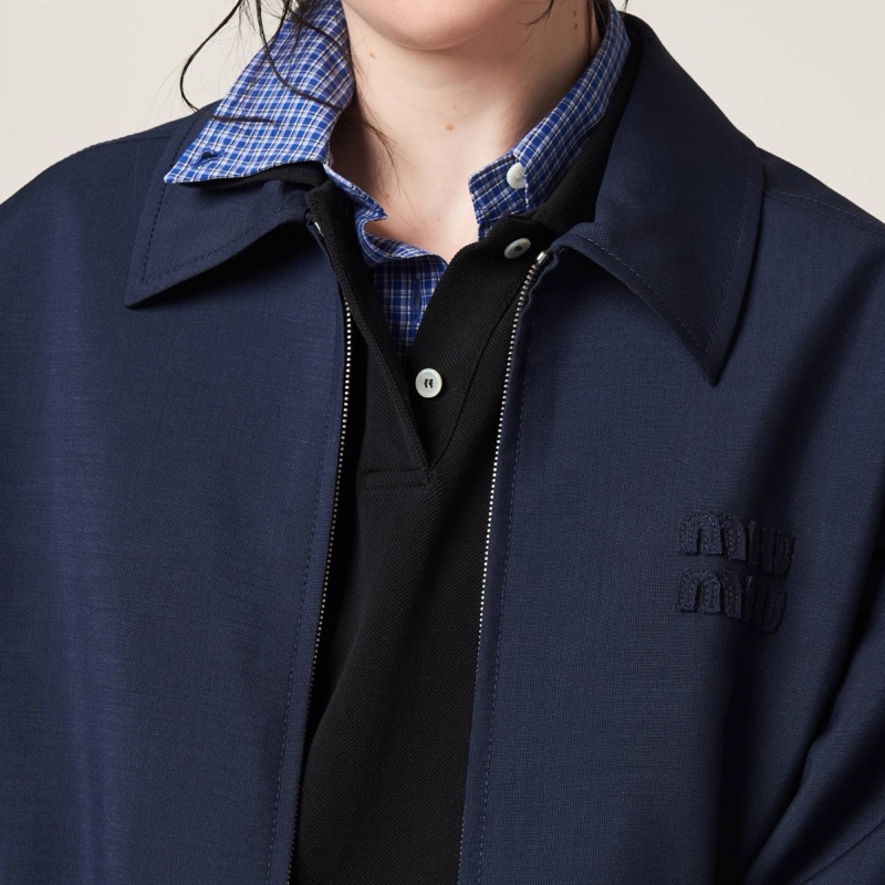 Miu Miu 女士 徽標刺繡羊毛休閒夾克IT-36 IT-38 IT-40 IT-42 IT-44 IT-46 IT-48碼-1