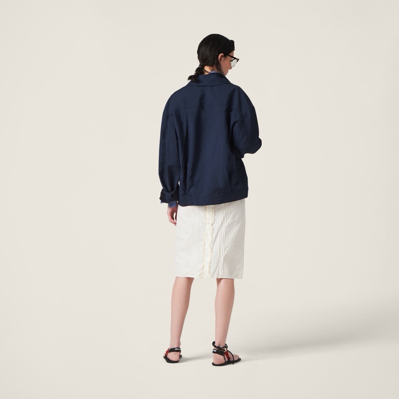 Miu Miu 女士 徽標刺繡羊毛休閒夾克IT-36 IT-38 IT-40 IT-42 IT-44 IT-46 IT-48碼-4