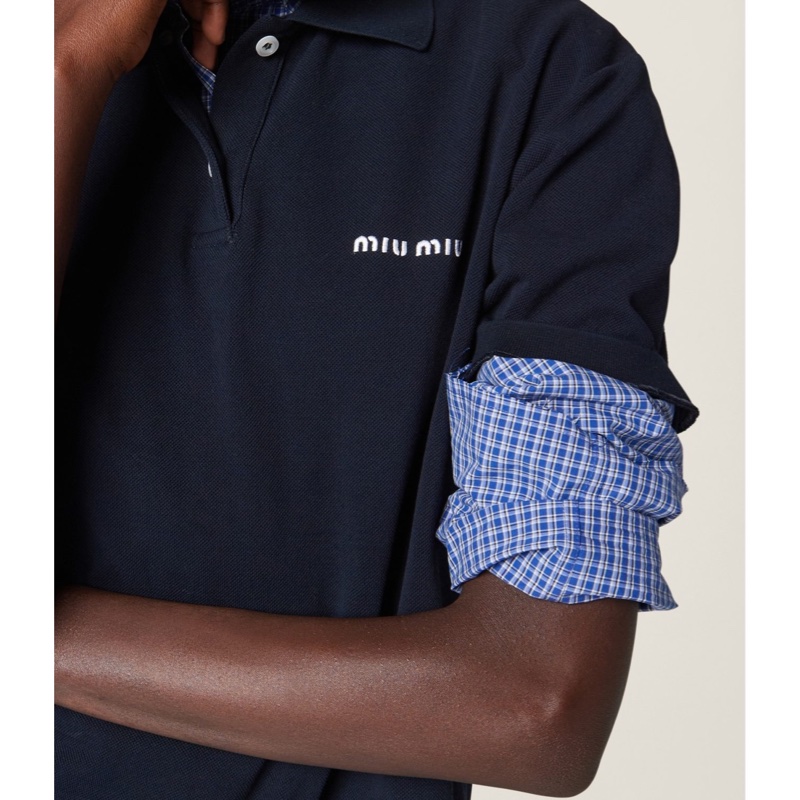 Miu Miu 女士 徽標格紋襯衫IT-36 IT-38 IT-40 IT-42 IT-44碼-2