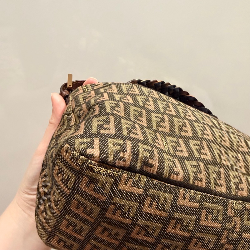 Fendi 限量款 編織 法棍包 腋下包 hobo包-12