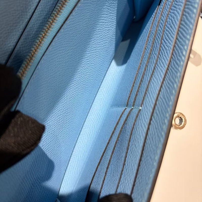 🌈Hermes🩵Kelly Wallet🩵糖果藍銀扣🌟99.5新閑置🌈Epsom皮🌟長銀包🌟愛馬仕🌟-2