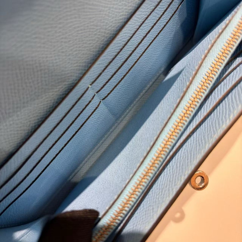 🌈Hermes🩵Kelly Wallet🩵糖果藍銀扣🌟99.5新閑置🌈Epsom皮🌟長銀包🌟愛馬仕🌟-3