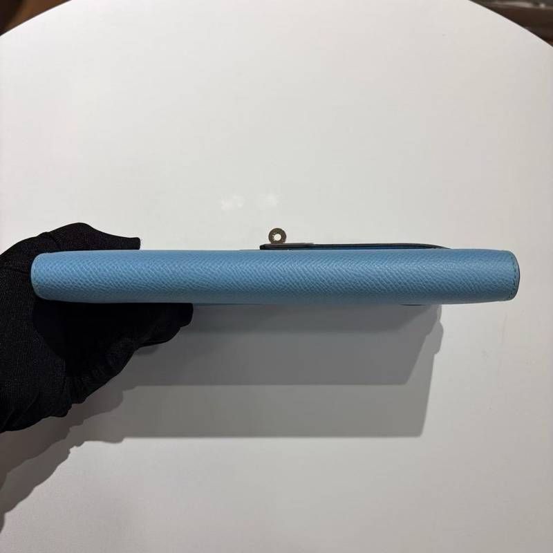 🌈Hermes🩵Kelly Wallet🩵糖果藍銀扣🌟99.5新閑置🌈Epsom皮🌟長銀包🌟愛馬仕🌟-6