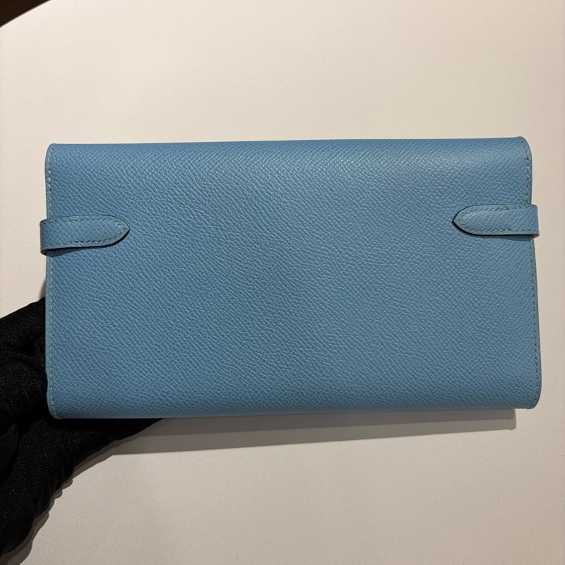 🌈Hermes🩵Kelly Wallet🩵糖果藍銀扣🌟99.5新閑置🌈Epsom皮🌟長銀包🌟愛馬仕🌟-9