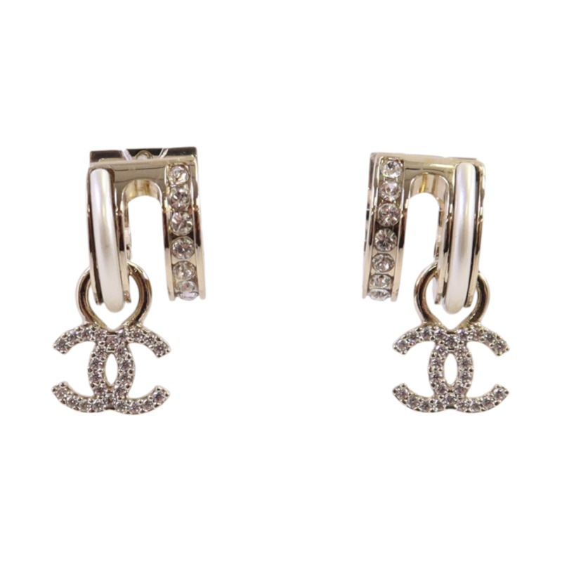 CHANEL 金屬/水鑽Earrings金扣耳環-0