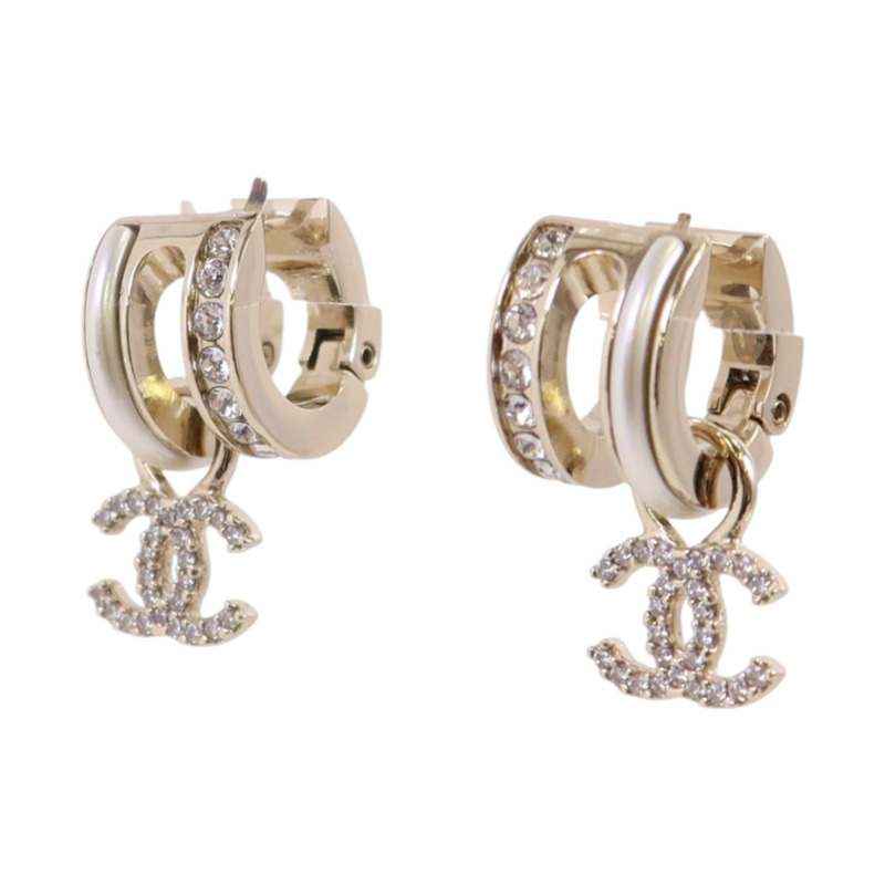 CHANEL 金屬/水鑽Earrings金扣耳環-1