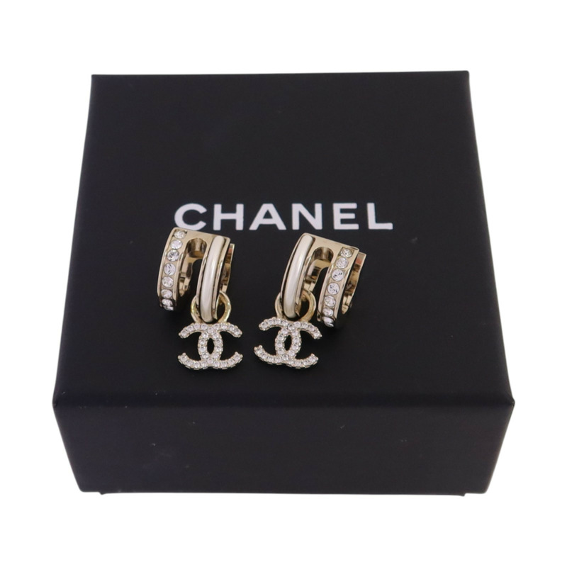 CHANEL 金屬/水鑽Earrings金扣耳環-7