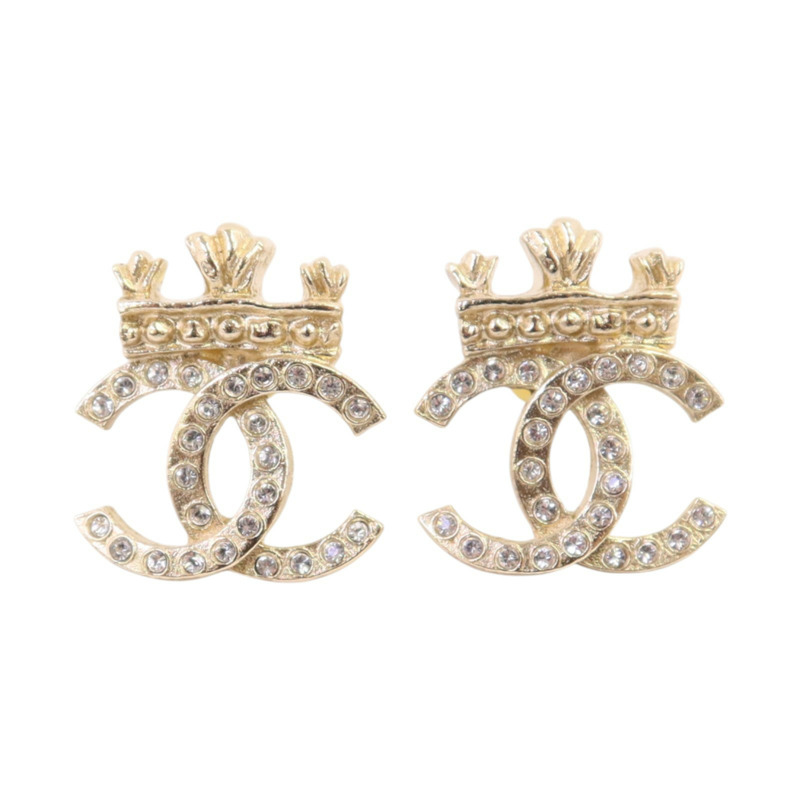 CHANEL 金屬/水鑽Earrings金扣耳環-0