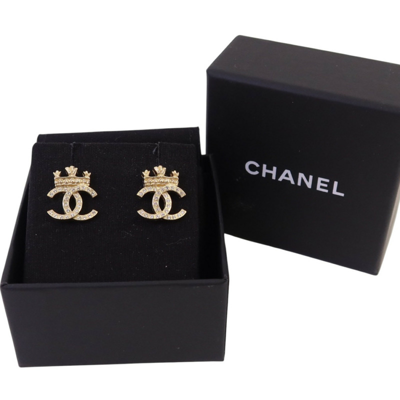 CHANEL 金屬/水鑽Earrings金扣耳環-8