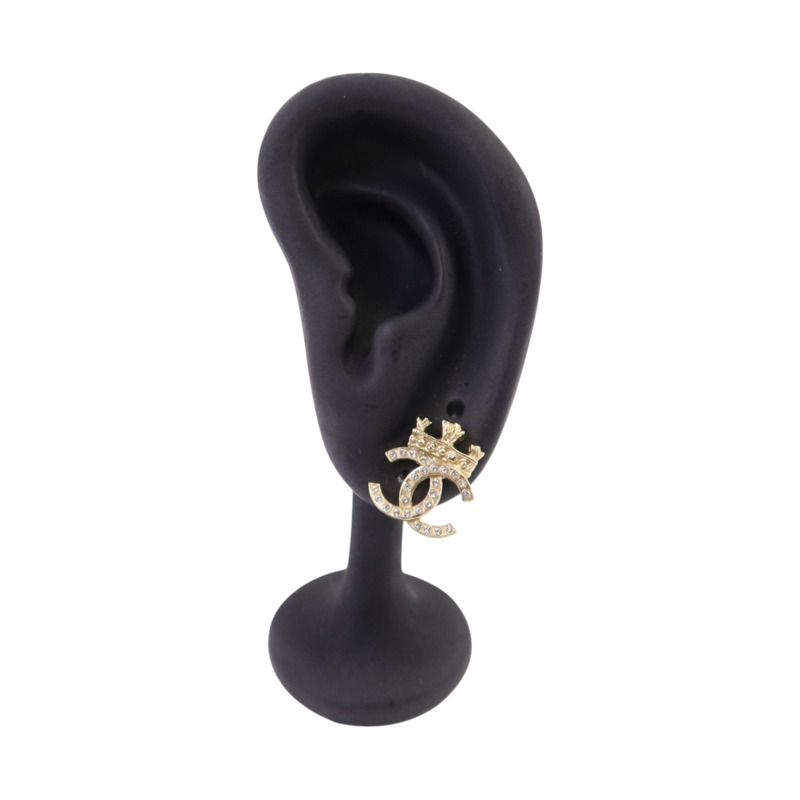 CHANEL 金屬/水鑽Earrings金扣耳環-9