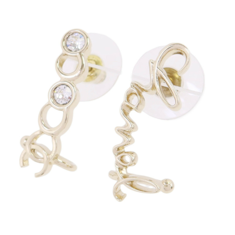 CHANEL 金屬/水鑽Coco Chanel Earrings金扣耳環-1