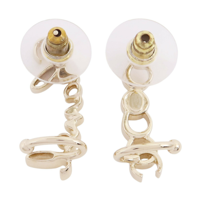 CHANEL 金屬/水鑽Coco Chanel Earrings金扣耳環-2