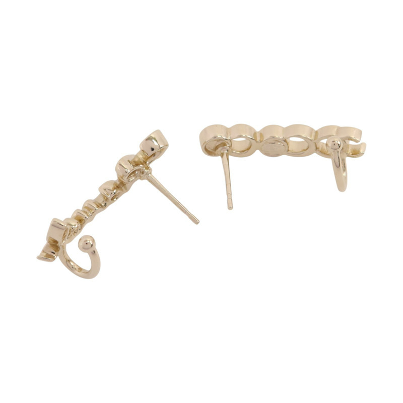 CHANEL 金屬/水鑽Coco Chanel Earrings金扣耳環-3
