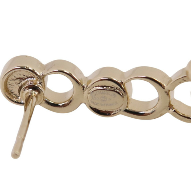 CHANEL 金屬/水鑽Coco Chanel Earrings金扣耳環-4
