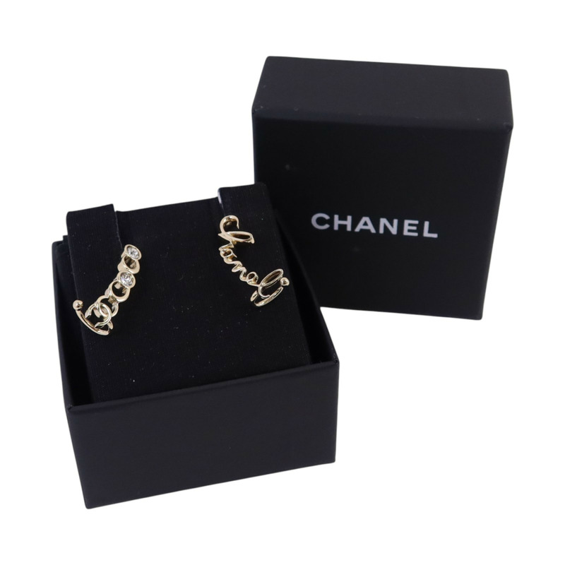 CHANEL 金屬/水鑽Coco Chanel Earrings金扣耳環-9