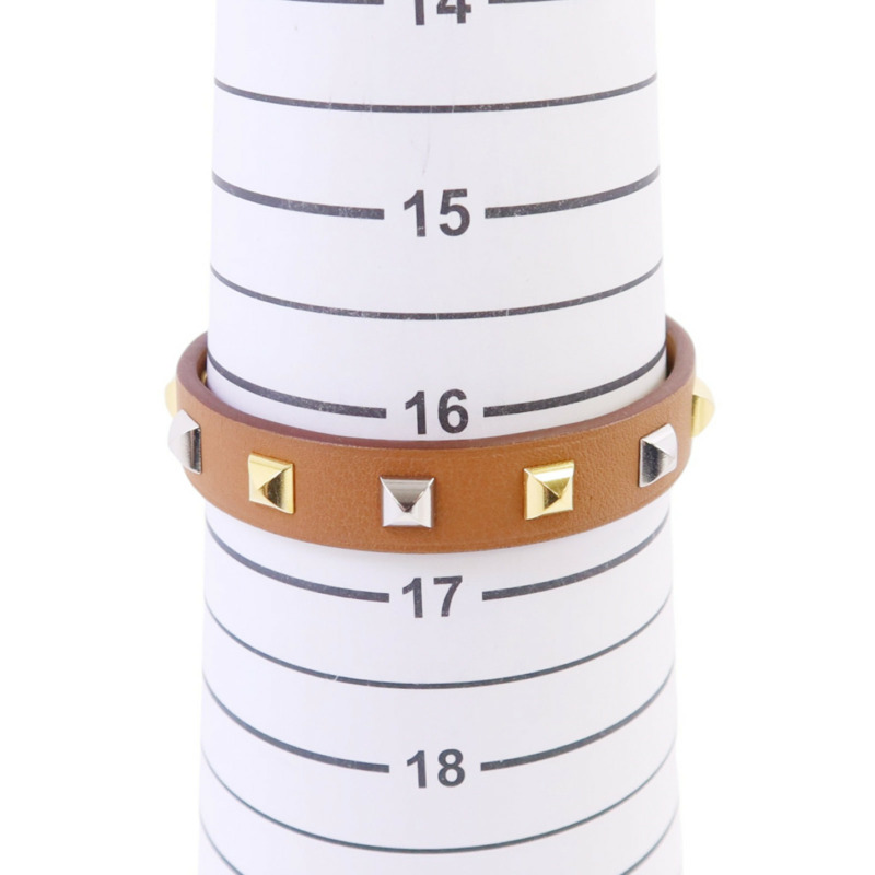 HERMES 牛皮皮革Mini Dog Round Coeur Bangle銀扣手鐲-9