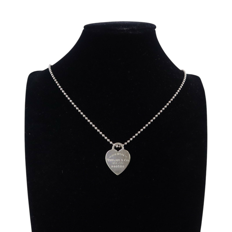 TIFFANY＆CO 925純銀Heart Long Necklcae銀扣項鏈-7