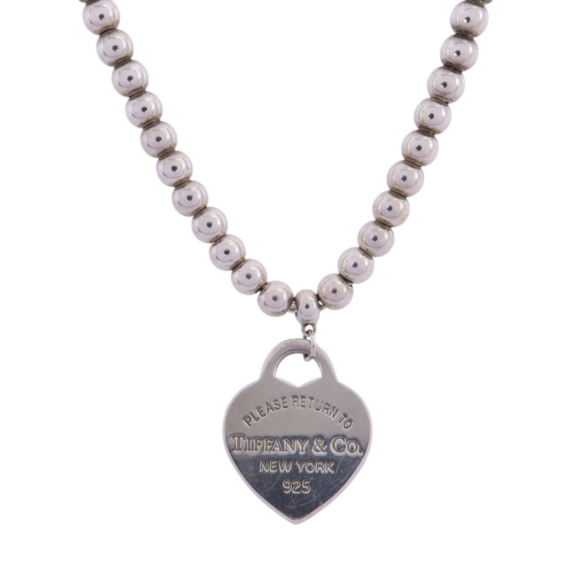 TIFFANY＆CO 925純銀Heart Necklcae銀扣項鏈-0