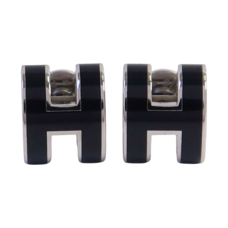 HERMES 金屬/琺瑯Mini Pop H Earrings銀扣耳環-0