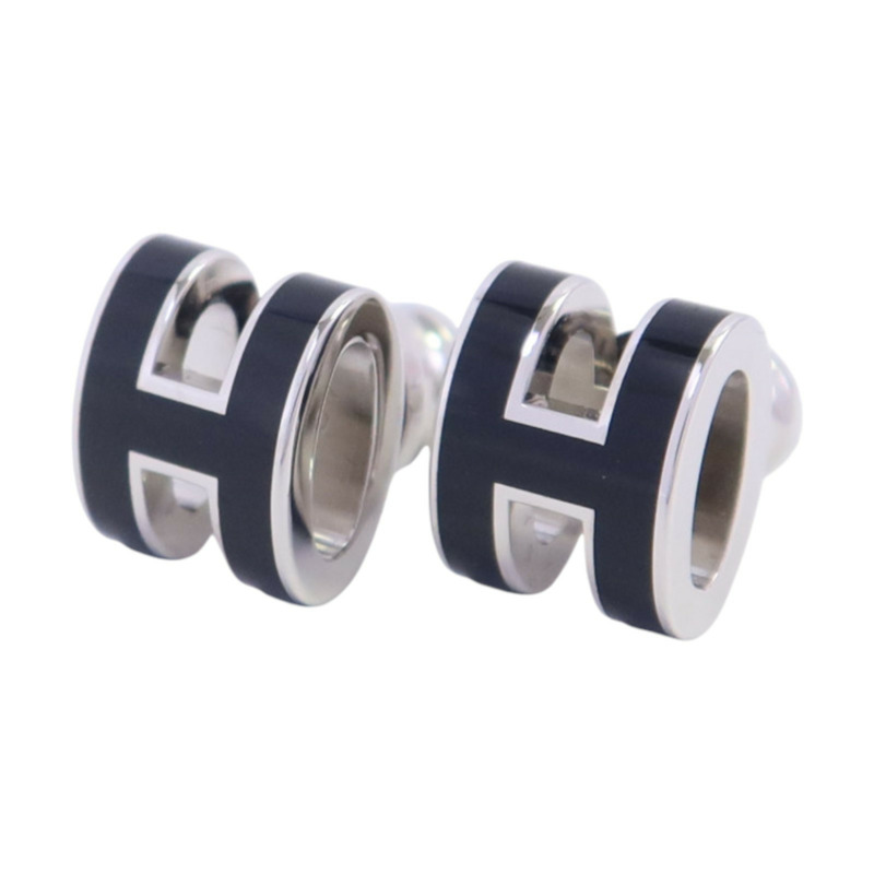 HERMES 金屬/琺瑯Mini Pop H Earrings銀扣耳環-1