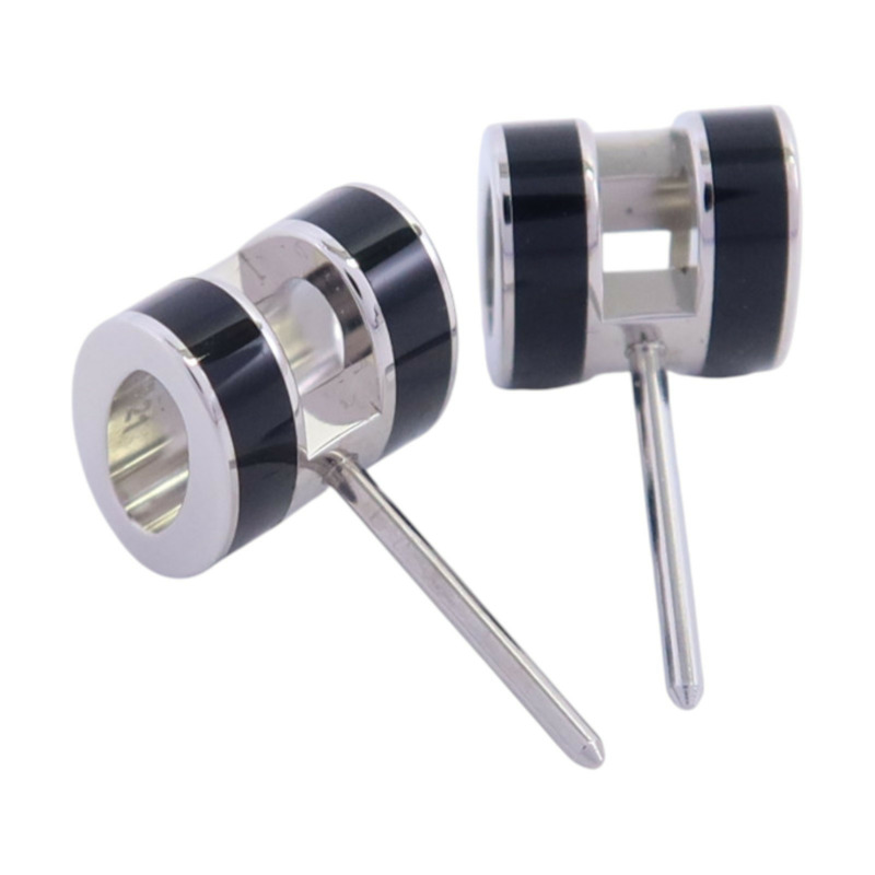 HERMES 金屬/琺瑯Mini Pop H Earrings銀扣耳環-3