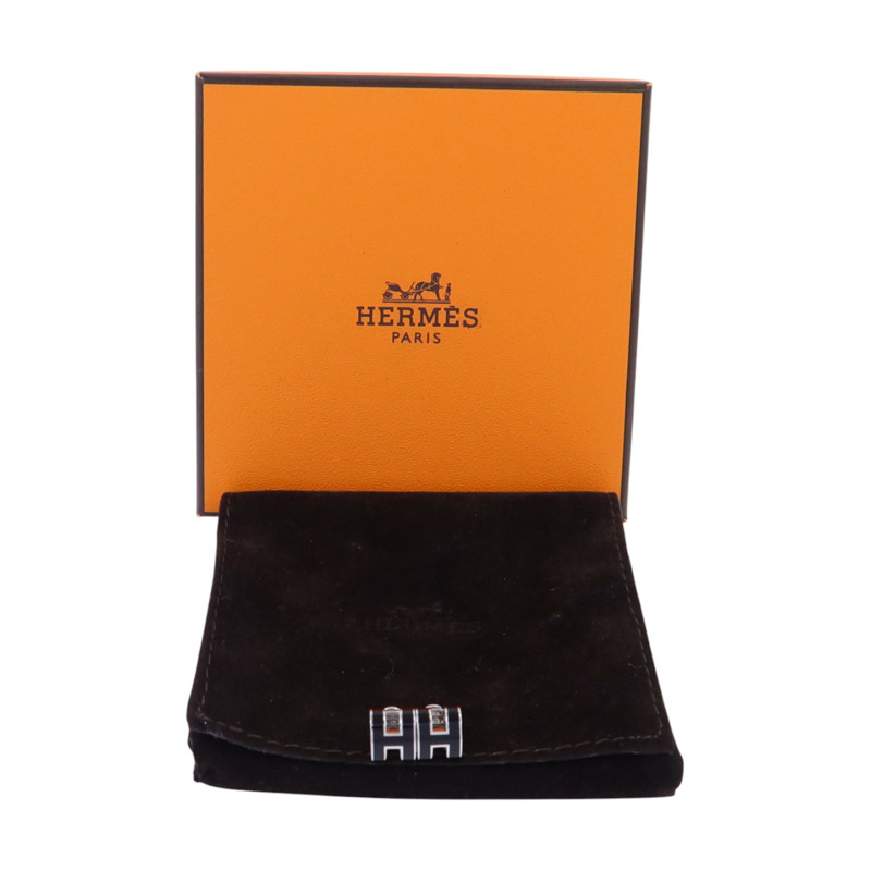 HERMES 金屬/琺瑯Mini Pop H Earrings銀扣耳環-8