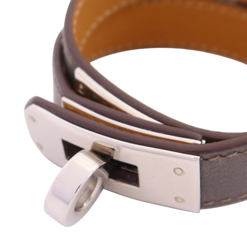 HERMES Swift皮革Kelly Double Tour Bracelet金扣手鏈-4