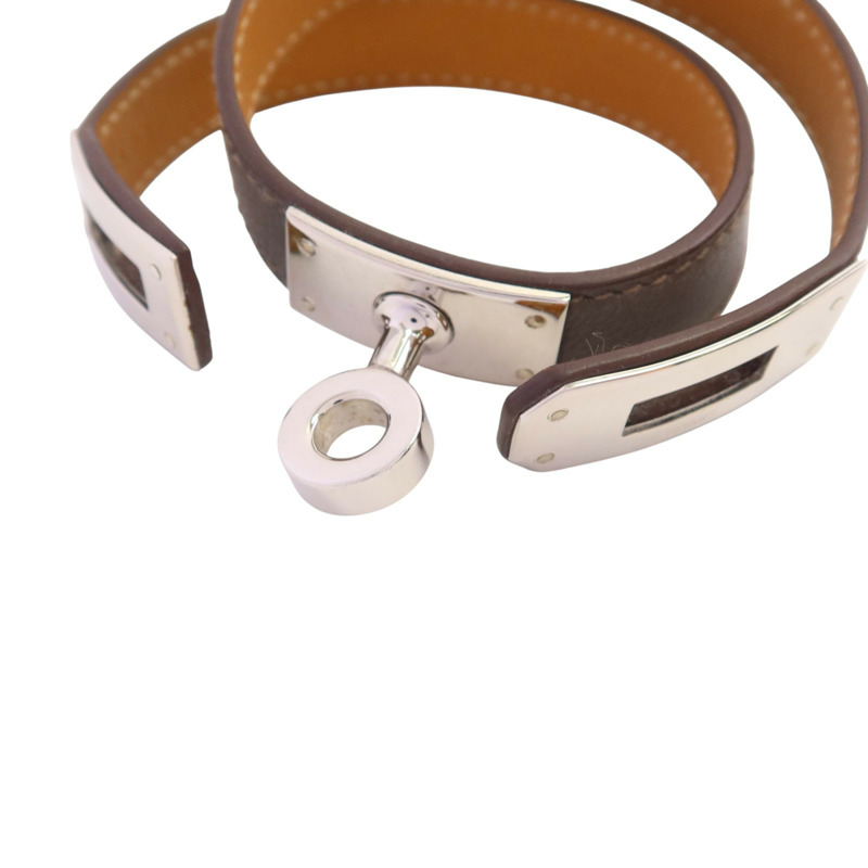 HERMES Swift皮革Kelly Double Tour Bracelet金扣手鏈-5