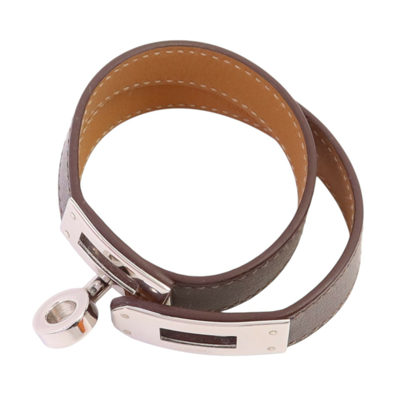 HERMES Swift皮革Kelly Double Tour Bracelet金扣手鏈-10