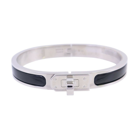 HERMES 金屬/琺瑯Mini Clic Kelly Bracelet銀扣手鏈