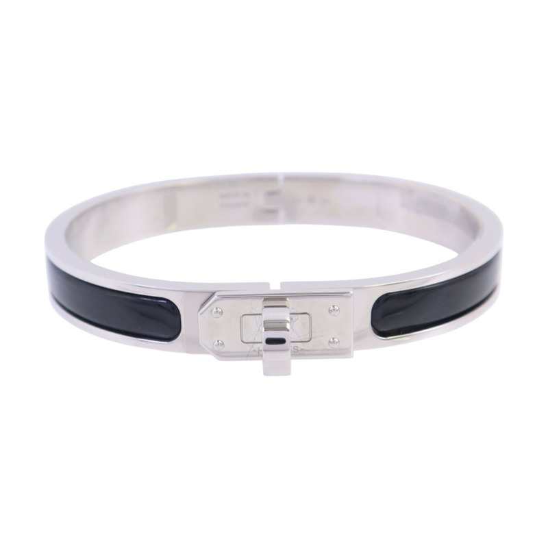HERMES 金屬/琺瑯Mini Clic Kelly Bracelet銀扣手鏈-0