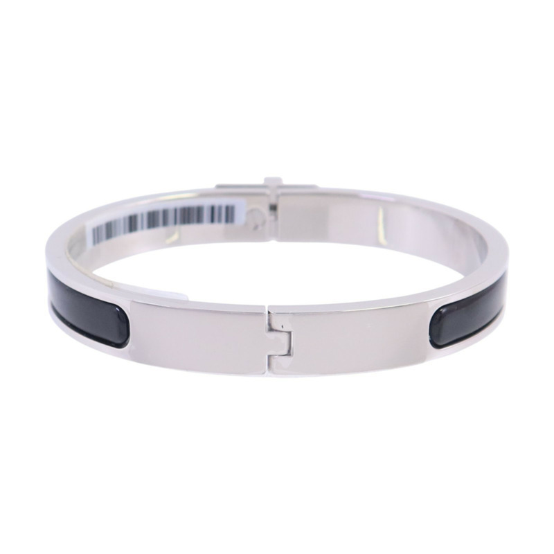 HERMES 金屬/琺瑯Mini Clic Kelly Bracelet銀扣手鏈-2