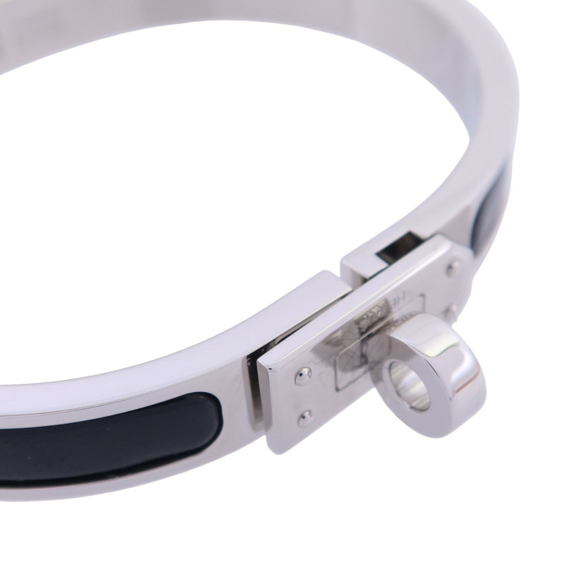 HERMES 金屬/琺瑯Mini Clic Kelly Bracelet銀扣手鏈-4