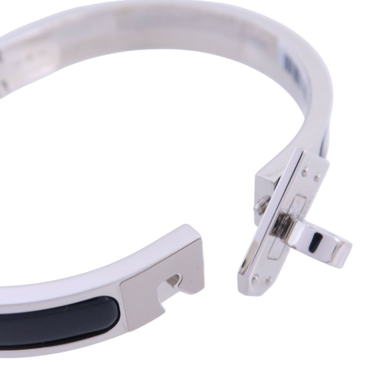 HERMES 金屬/琺瑯Mini Clic Kelly Bracelet銀扣手鏈-5