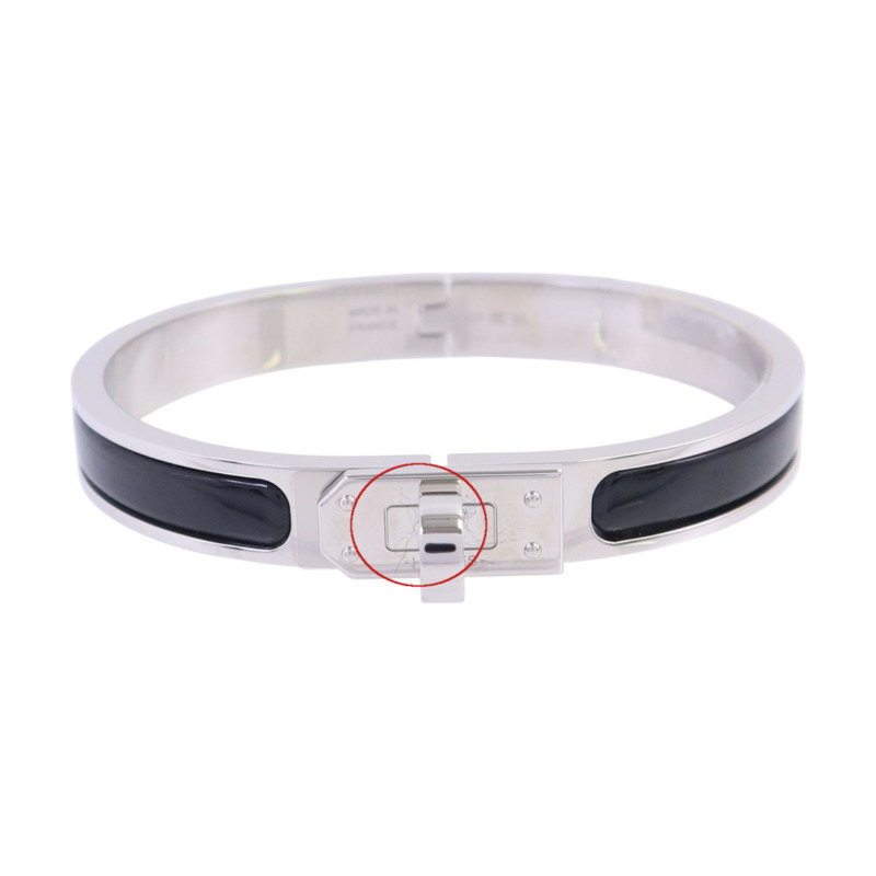 HERMES 金屬/琺瑯Mini Clic Kelly Bracelet銀扣手鏈-9