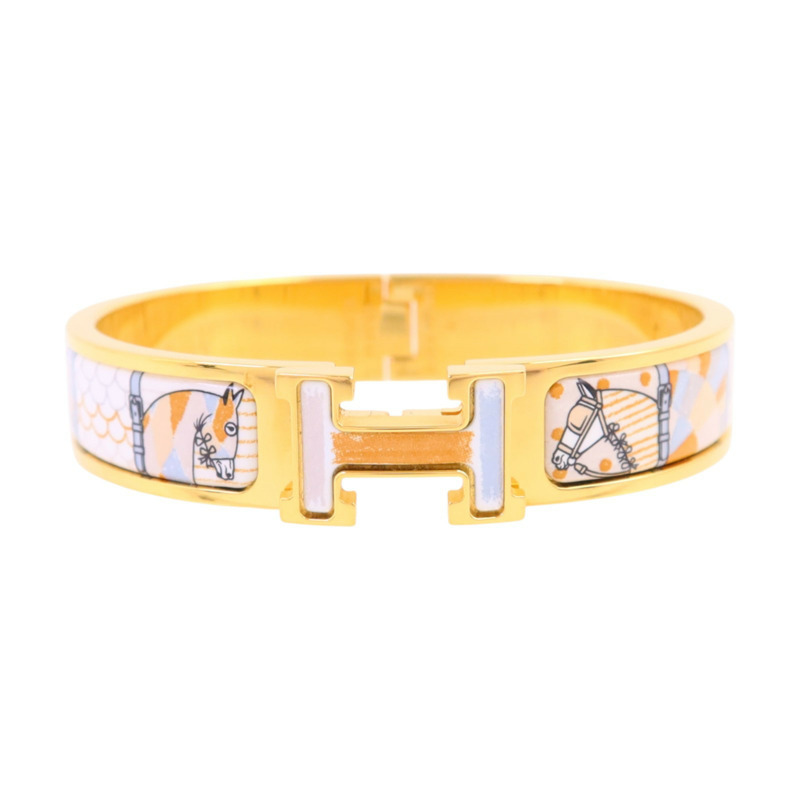 HERMES 金屬/琺瑯Armreif Clic H Bracelet金扣手鏈-0