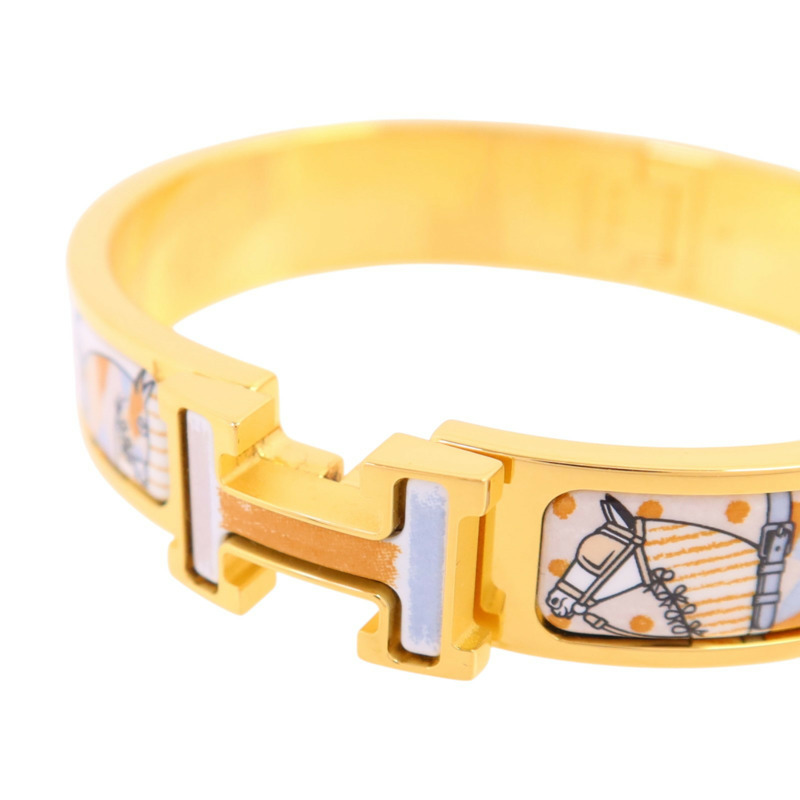 HERMES 金屬/琺瑯Armreif Clic H Bracelet金扣手鏈-3
