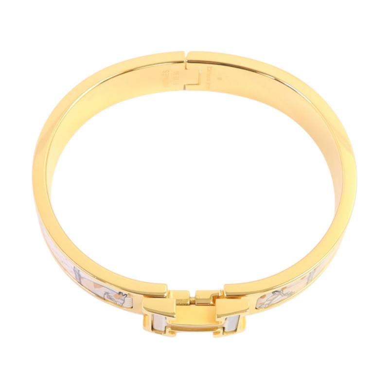 HERMES 金屬/琺瑯Armreif Clic H Bracelet金扣手鏈-5