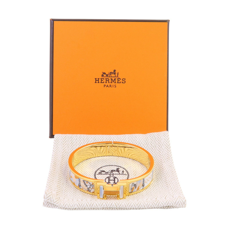 HERMES 金屬/琺瑯Armreif Clic H Bracelet金扣手鏈-8