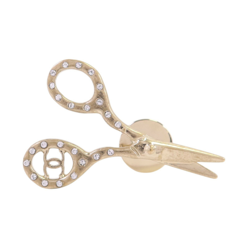 CHANEL 金屬/水鑽Brooch金扣胸針-1