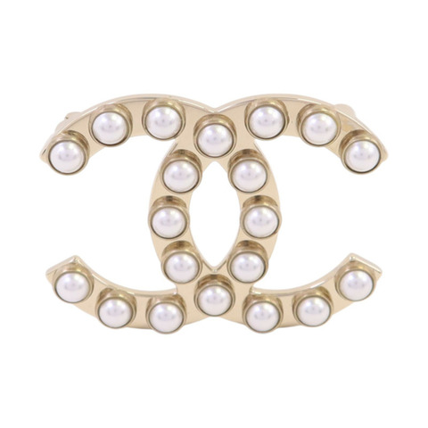 CHANEL 金屬/仿珍珠Brooch金扣胸針