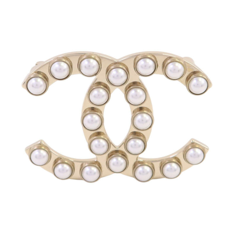 CHANEL 金屬/仿珍珠Brooch金扣胸針-0