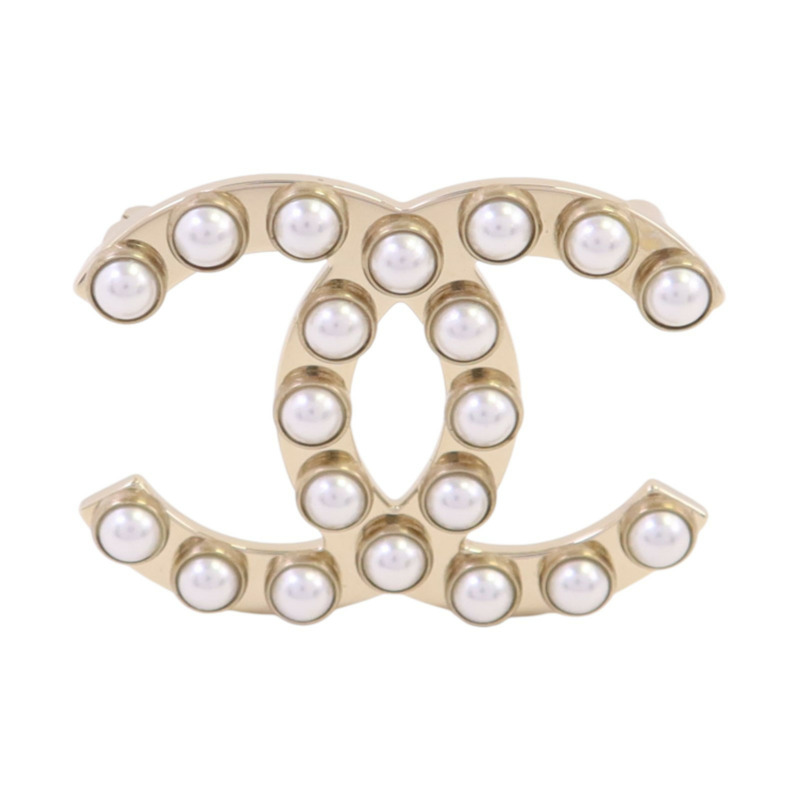 CHANEL 金屬/仿珍珠Brooch金扣胸針-1