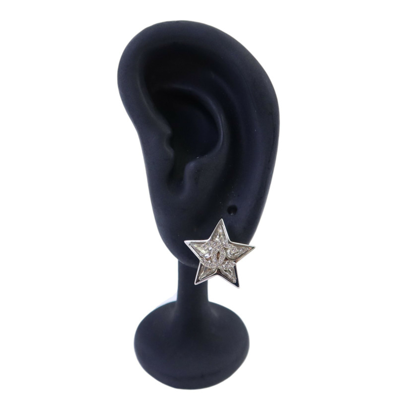 CHANEL 金屬/水鑽Earrings銀扣耳環-8