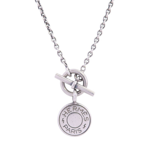 HERMES 925純銀Amulettes Ex-Libris Necklace銀扣項鏈